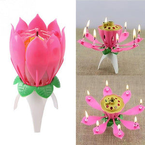 Birthday Candle Romantic Pink Will Bloom Beautiful Lotus Shaped Candle